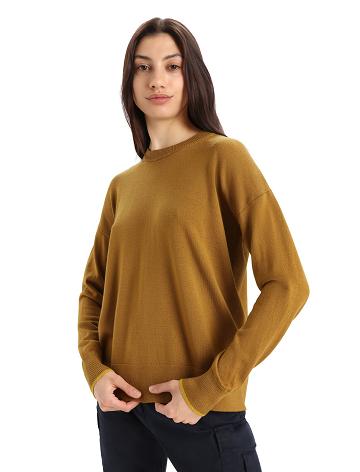 Clove / Silent Gold Icebreaker Merino Shearer Crewe Women's Sweaters | AU 1631VRWD